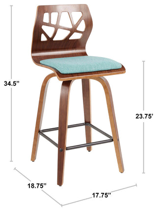 Folia Counter Stool, Set of 2, Light Gray Fabric