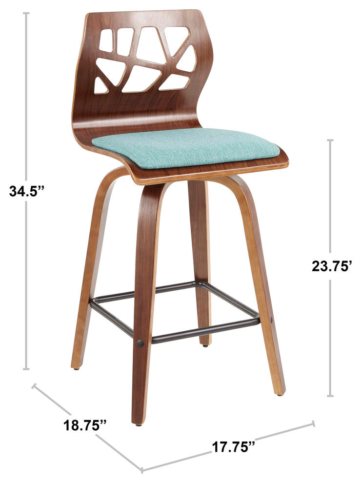 Folia Counter Stool, Set of 2, Light Gray Fabric