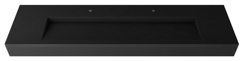 CastelloUSA Pyramid Solid Surface Wall Mounted Ramp Basin Sink, Black, 72", Standard