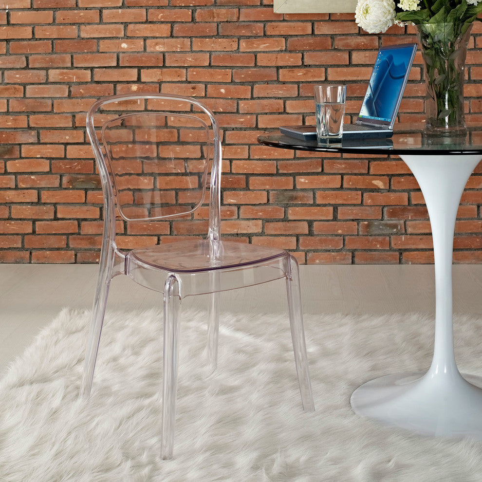 Modern Contemporary Kitchen Dining Side Chair Clear, Outdoor or Indoor