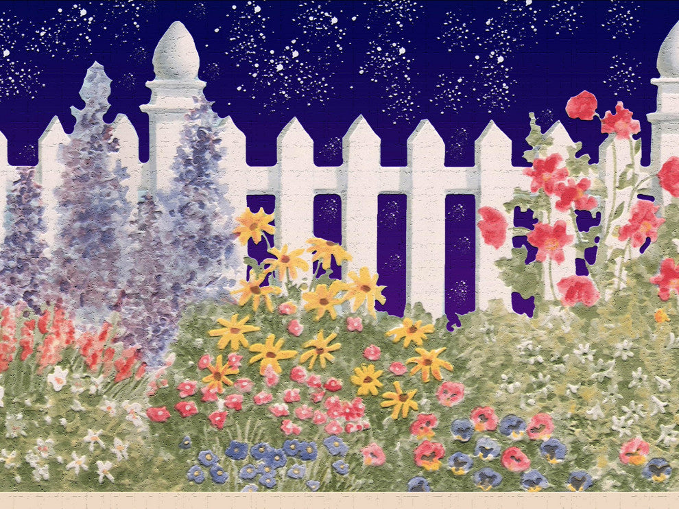 Flower, Night Sky Peel and Stick Wallpaper Border 15'x7"