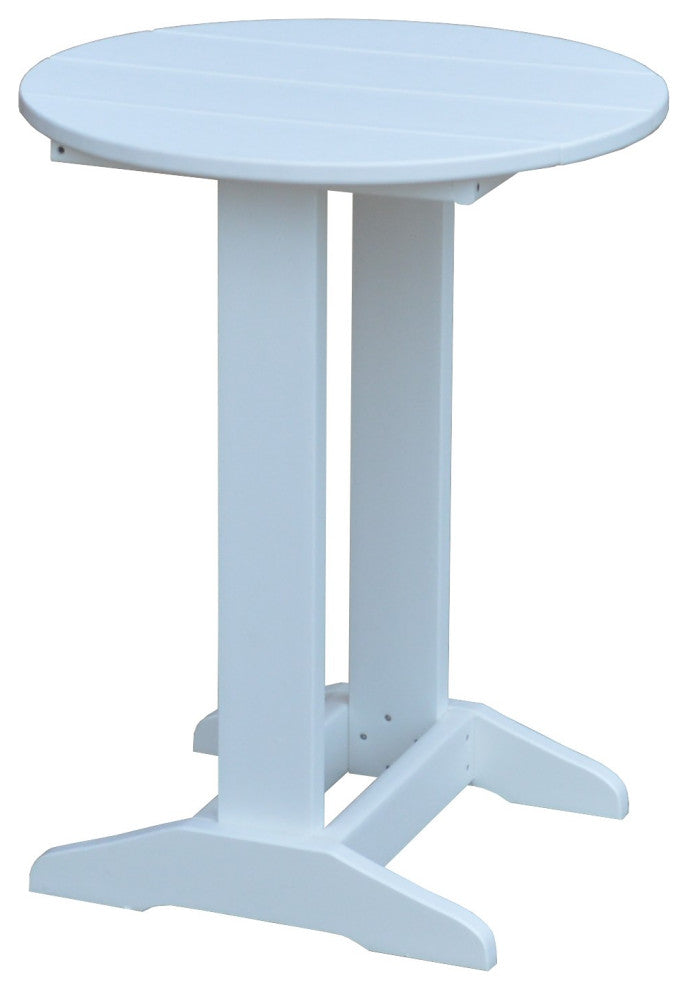 Poly Lumber Balcony Side Table, White, Round