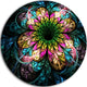 Fractal Flower Dark Colorful Digital, Floral Disc Metal Wall Art, 23"
