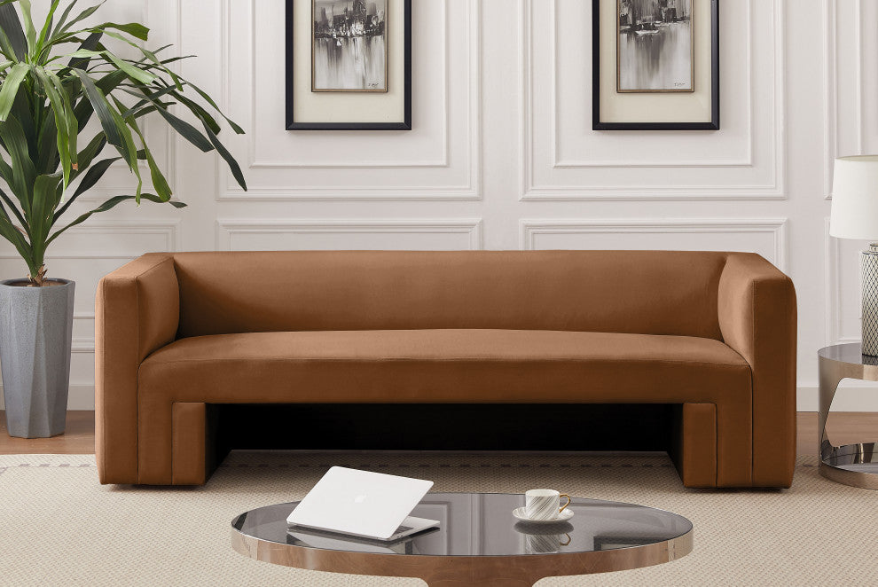 Henson Velvet Upholstered Sofa, Saddle
