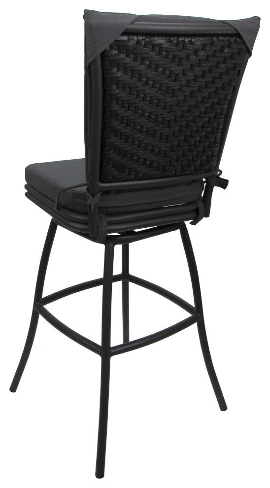 Outdoor Patio Bar Stool Ofir Without Arms, Dark Gray Linen - Gray, 30"