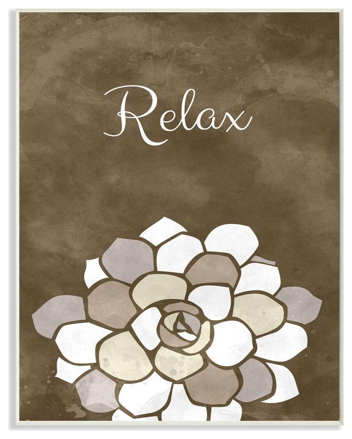 Stupell Industries Relax Mosaic Flower Brown Bathroom Design, 13 x 19