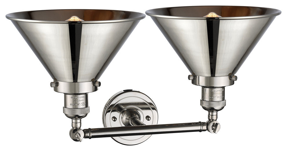 2-Light Briarcliff 19" Bath Fixture, Polished Nickel