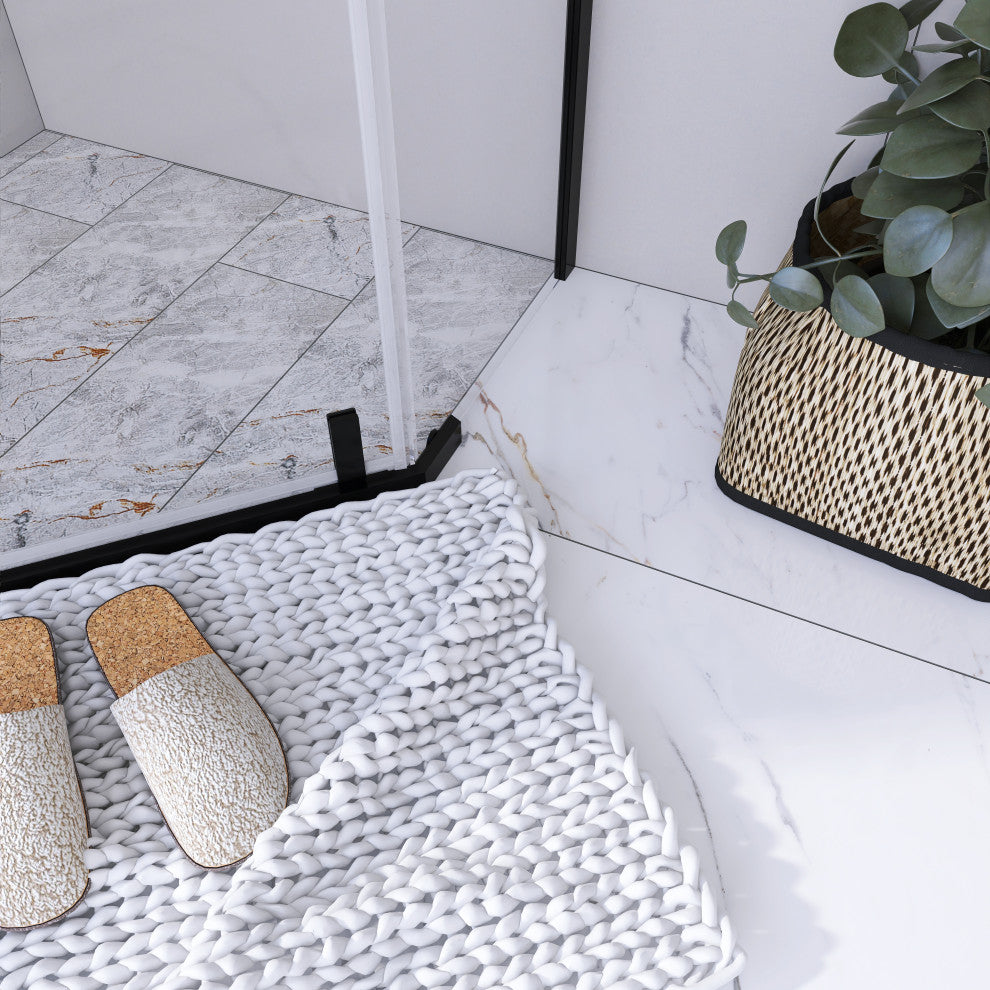 Neo-angle Pivot Semi-Frameless Corner Shower Enclosure, Matte Black