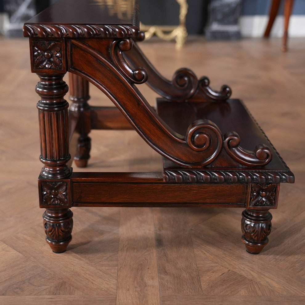 NBR101 Carved Mahogany Bed Step