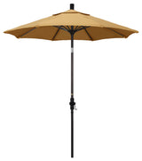 7.5' Bronze Collar Tilt Lift Fiberglass Rib Aluminum Umbrella, Sunbrella, Wheat