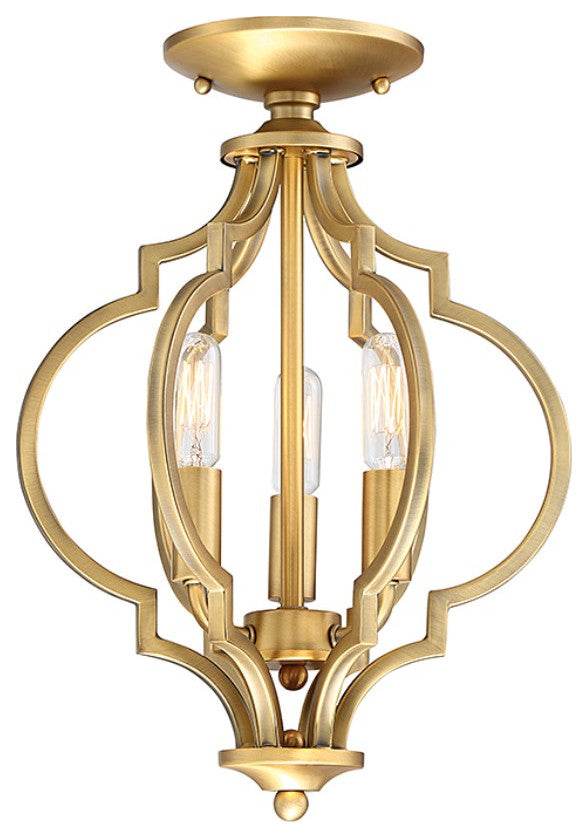 Savoy House Meridian 3 Light Semi-Flush M60055NB, Natural Brass
