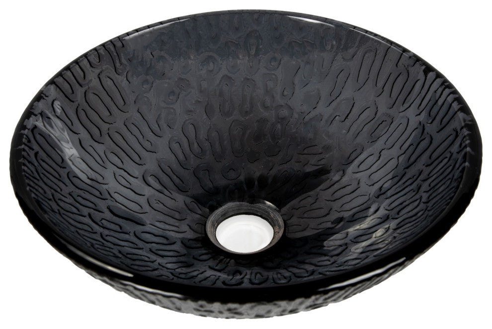 Eden Bath EB_GS43 Round Freeform Hoops Glass Vessel Sink In Charcoal Gray