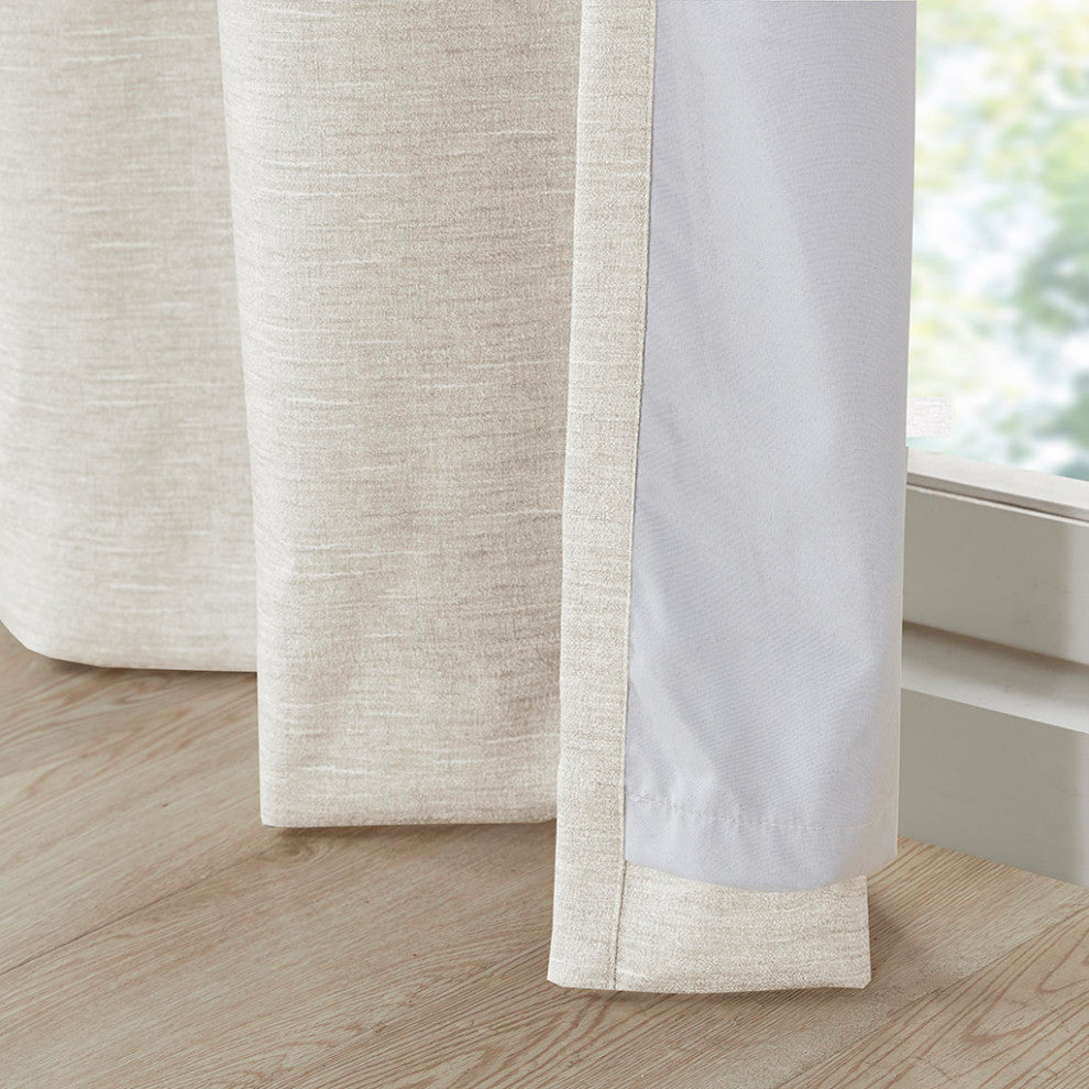 Madison Park Tonal Printed Faux Silk Room Darkening Curtain Panel Pair