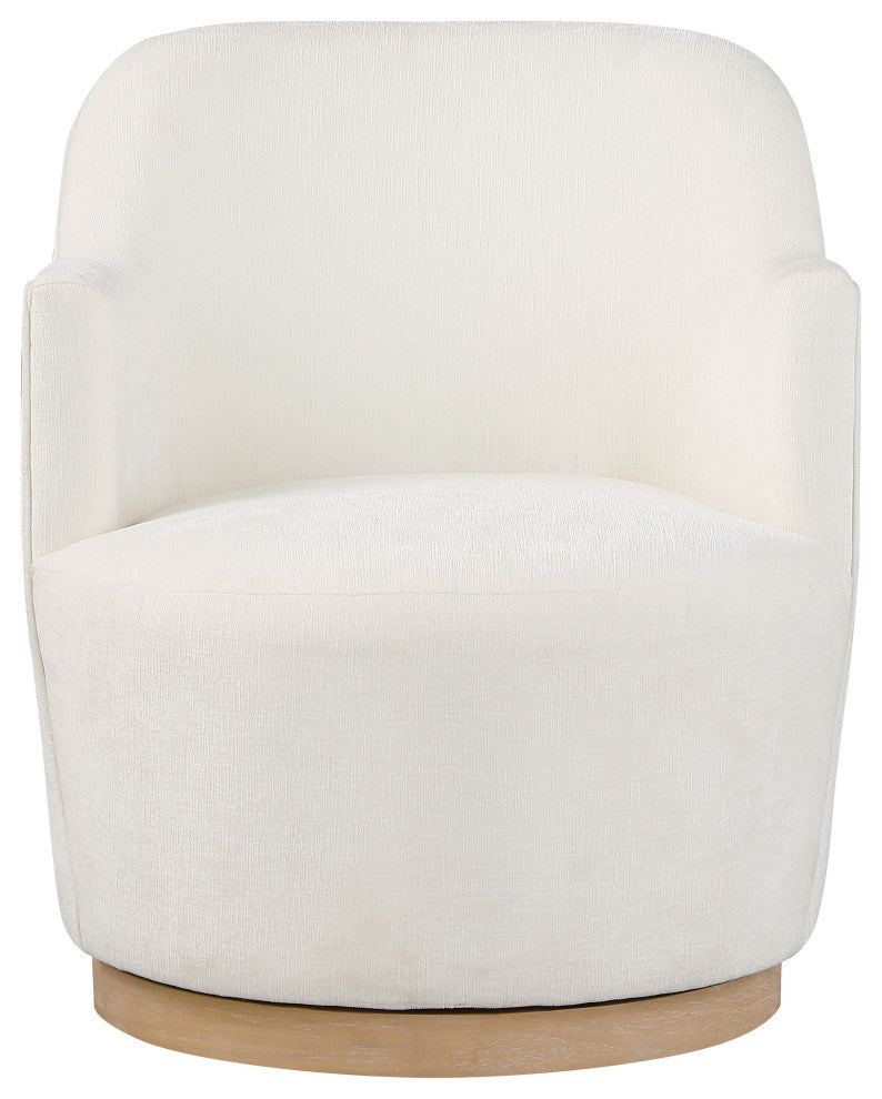 Clarita Swivel Accent Chair, Cream, Chenille Fabric