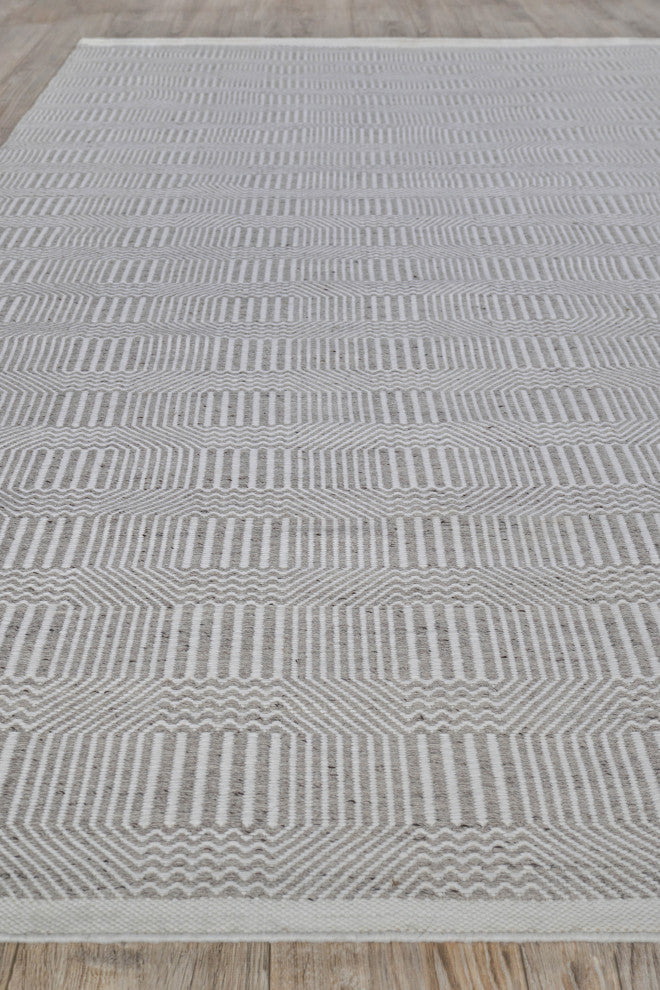 Naples Indoor/Outdoor Handmade Flatwoven PET yarn Gray/Ivory Area Rug, 10'x14'
