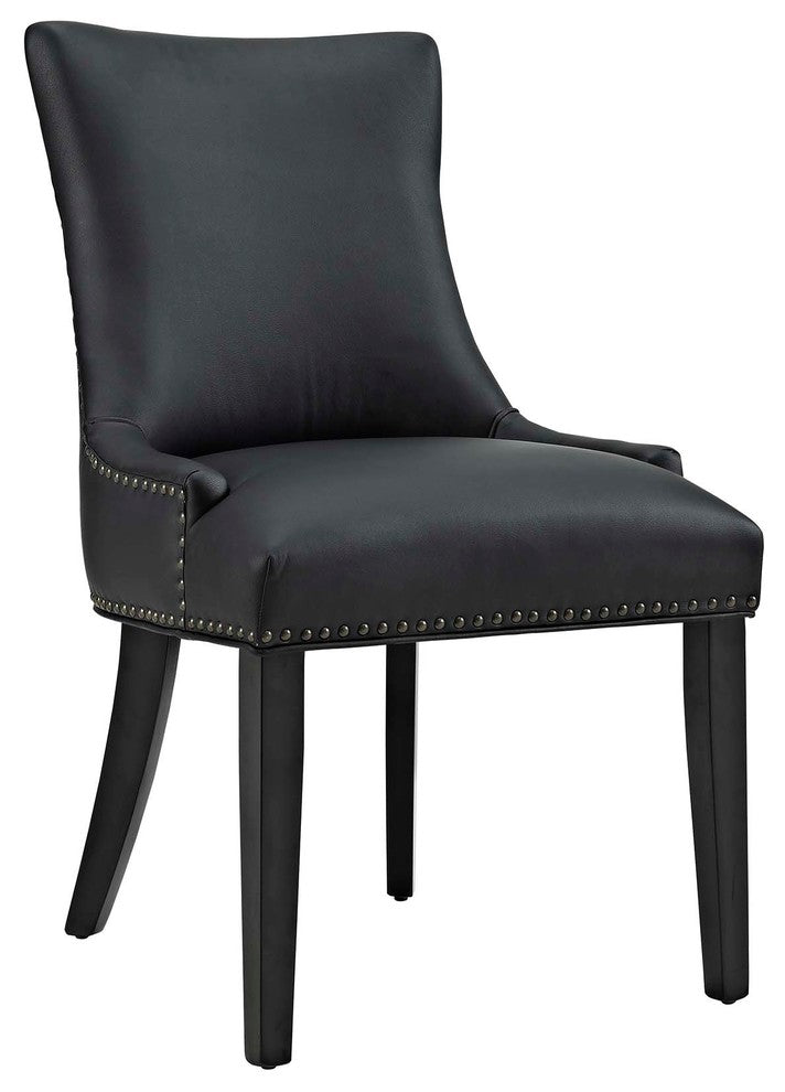 Marquis Dining Chair Faux Leather Set of 2, Black