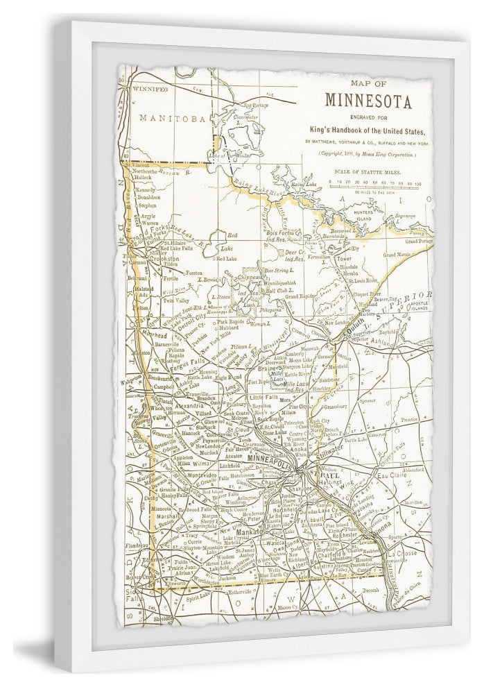 "Minnesota Outline" Framed Painting Print, 20x30