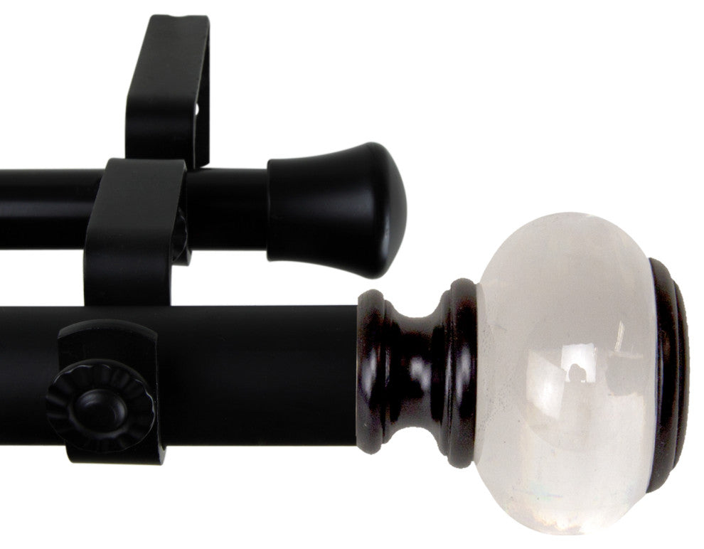 Leilani 1" Diameter Double Curtain Rod, Black, 28-48"