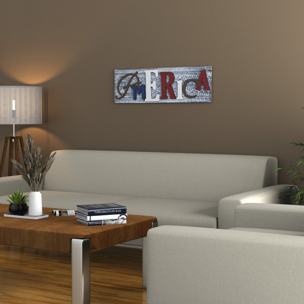 Wood and Metal America Wall Decor