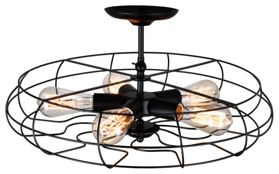 Pamela 5 Light Flush Mount With Black Finish