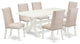 X027Fl201-7, 7-Piece Set, 6 Chairs and Small Table Hardwood