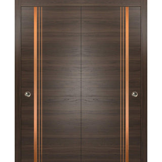 Bypass Doors 72 x 84 | Planum 1010 Chocolate Ash with  | Sturdy Rails