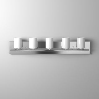 5x40W Bath Vanity Light With Chrome Finish and White Glass