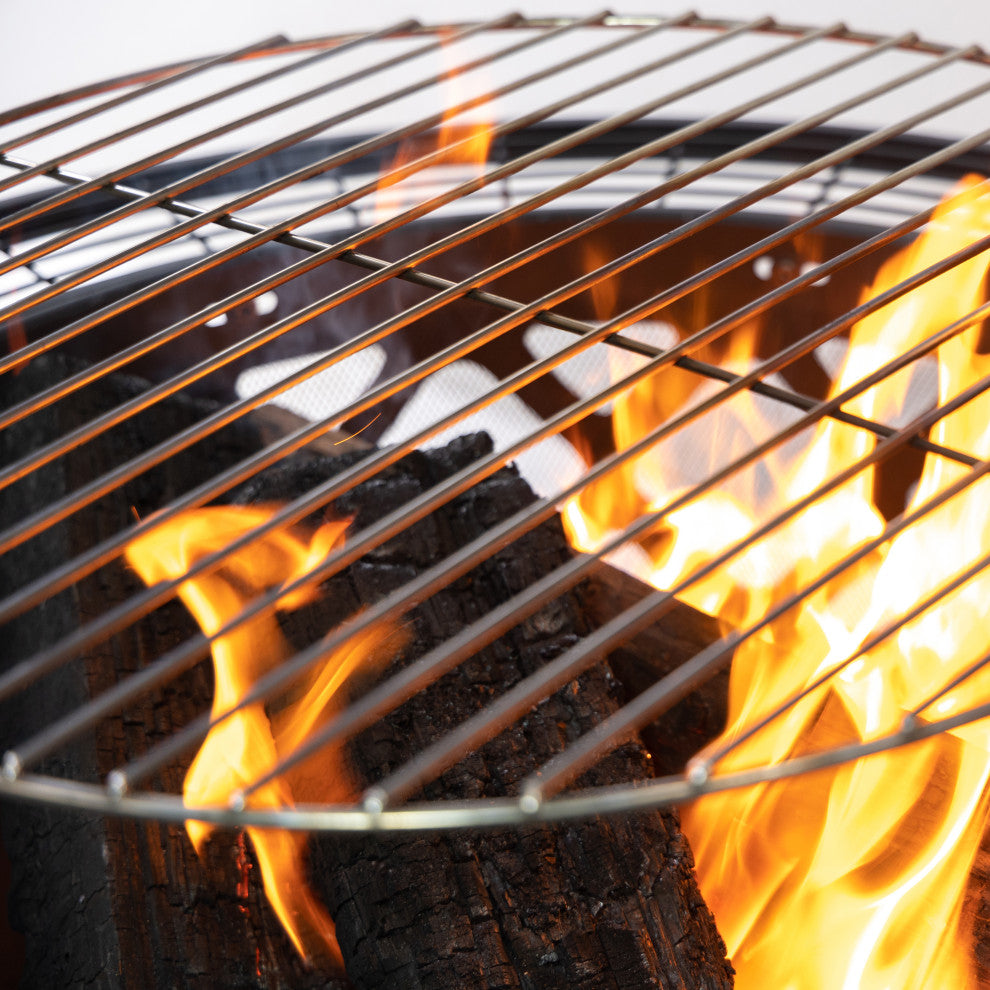 33" Diameter Outdoor Steel Woodburning Fire Pit Grill and Rotisserie