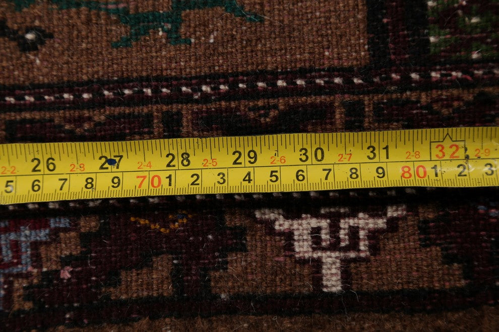 Balouch Geometric Handmade Persian Style Oriental Area Rug, Brown, 4'4"X2'10"