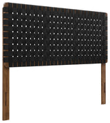 Sparta Weave Vegan Leather Queen Headboard, Walnut Black