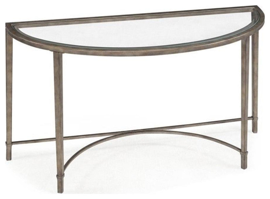 Magnussen Copia Demilune Sofa Table in Antique Silver with Gold Tint