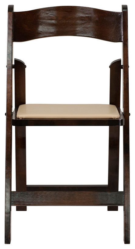 Hercules Series Fruitwood Wood Folding Chair With Vinyl Padded Seat
