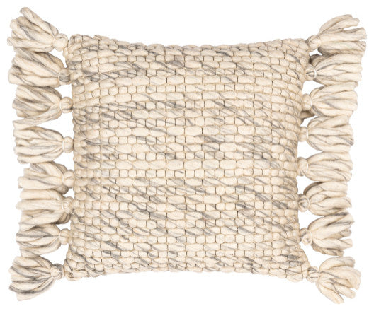 Surya Narvik Gray Pillow Shell With Down Insert 20"H X 20"W