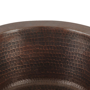 Premier Copper BR12DB2 12 Inch Round Hammered Copper Bar Sink