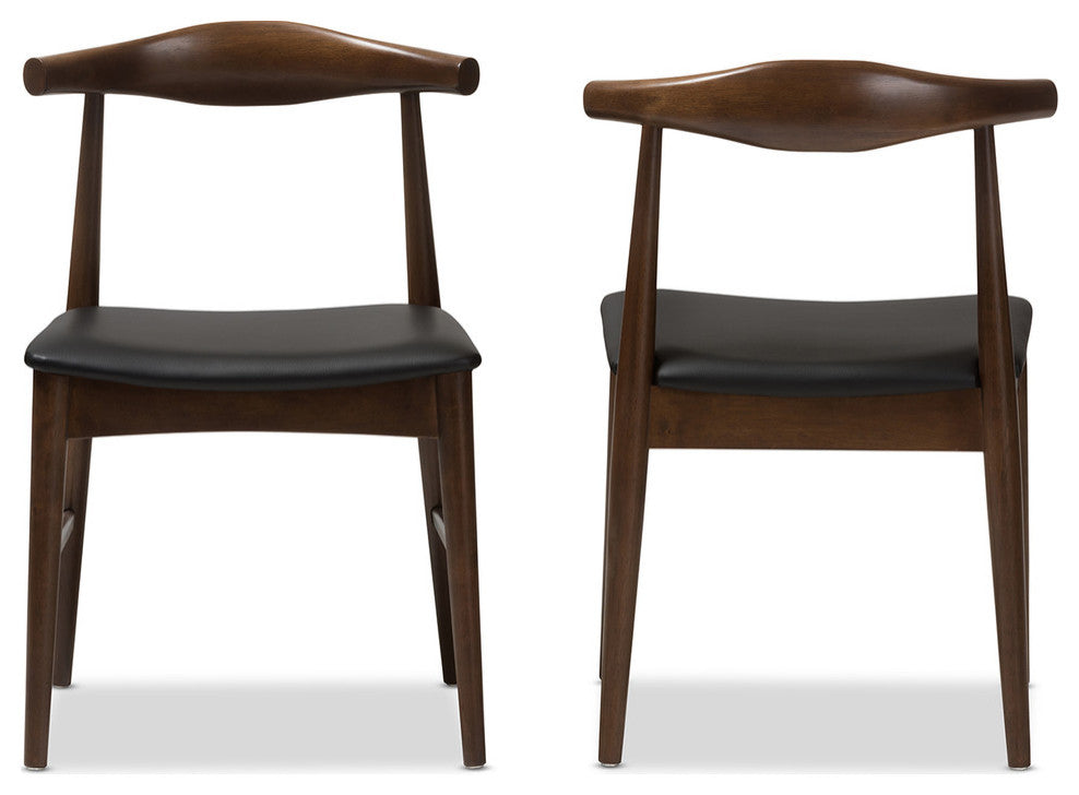 Baxton Studio Winton Mid-Century Modern Walnut Wood Dining Chair, Set of 2