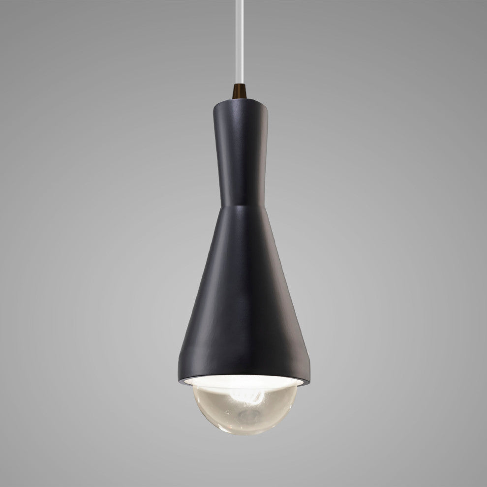 Erlen Pendant, Carbon Matte Black, Dark Bronze, White Cord, Integrated LED