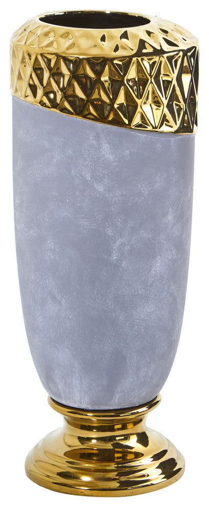 11.5" Regal Stone Vase With Gold Accents