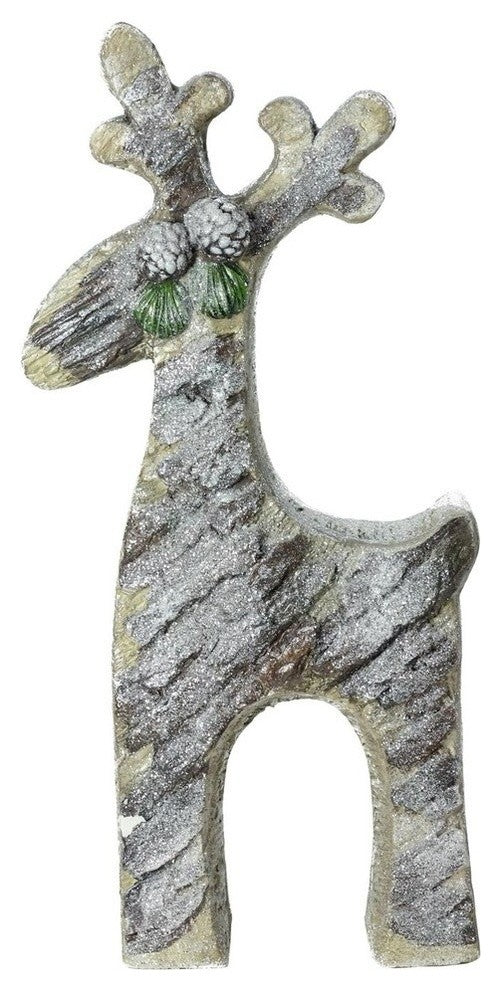 22" Gray Rustic Glittered Christmas Reindeer Table Top Decoration