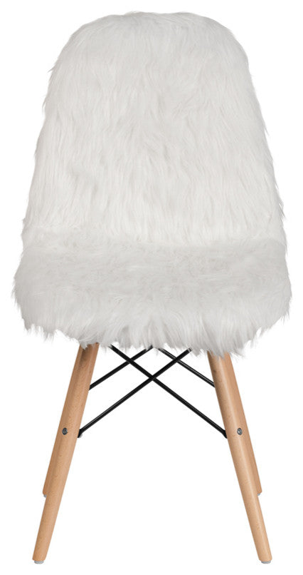 Shaggy Dog White Accent Chair