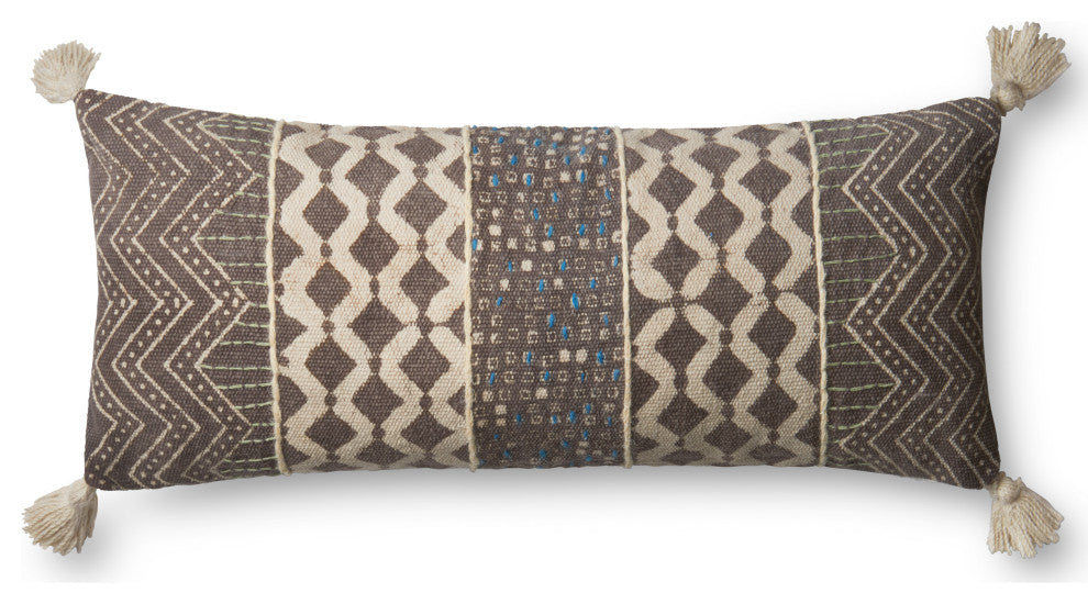 Grey/Multi 13"x35" Decorative Accent Pillow