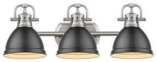 Duncan 3 Light Bath Vanity, Pewter With A Matte Black Shade
