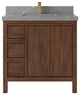 Elizabeth 36 Center Sink Bath Vanity in Dark Walnut Teak 2" Piatra Gray