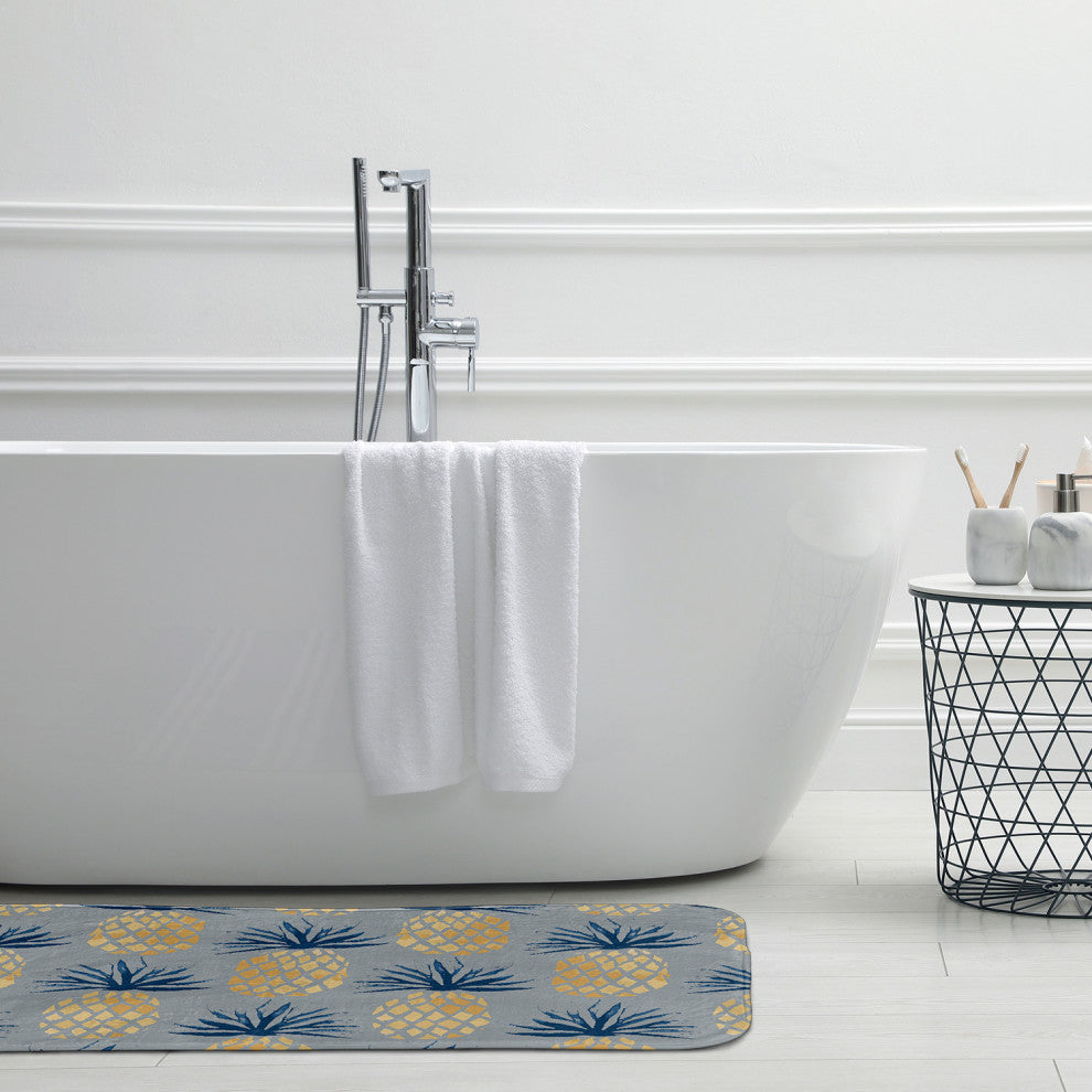 24" x 17" Pineapple Stripes Bathmat, Pretty Grey
