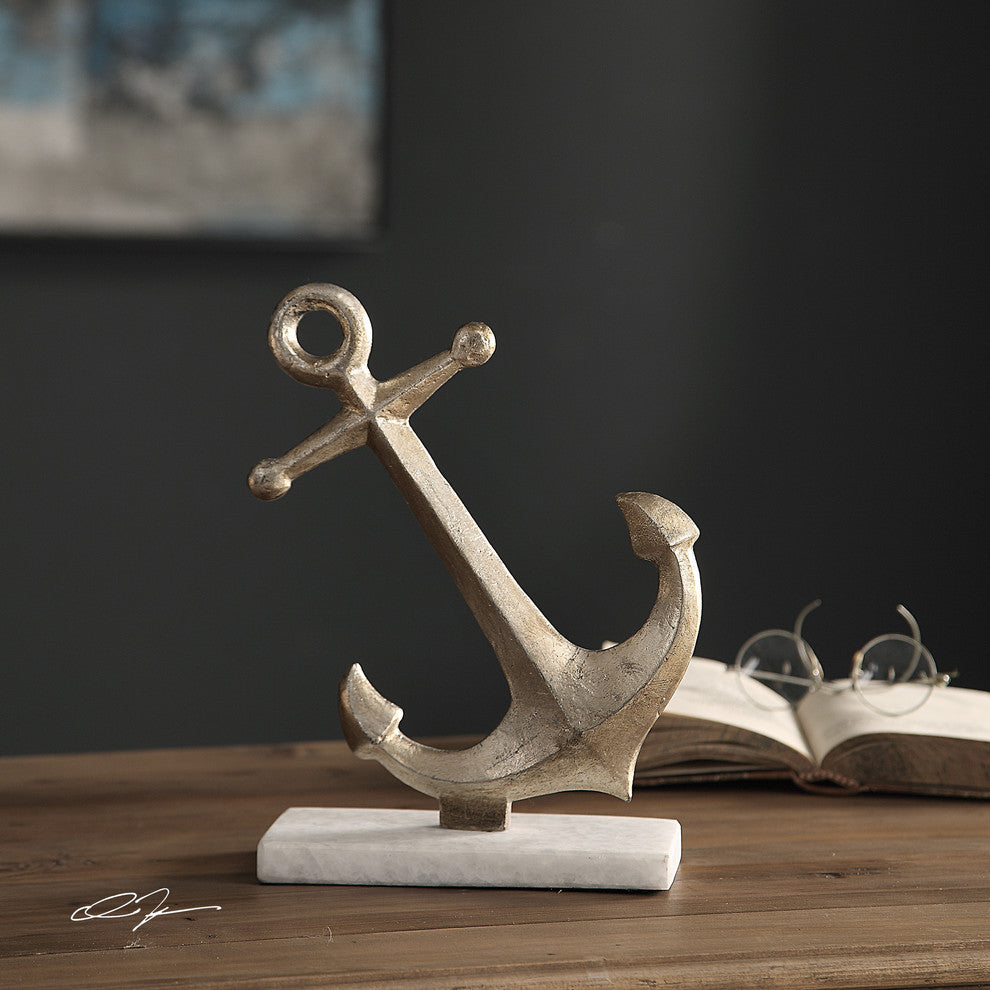 New Uttermost Drop Anchor Antique Gold Sculpture
