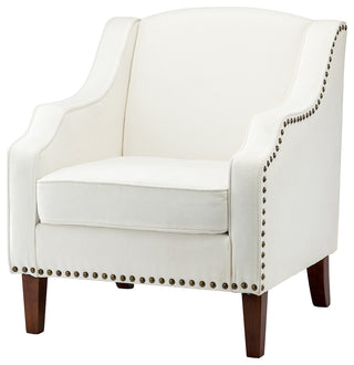 34" Tall Comfort Bedroom Armchair with Solid Wood Legs, Ivory