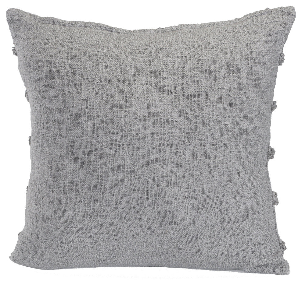 Overtufted Solid Throw Pillow, Gray