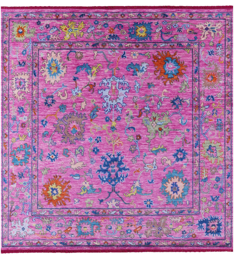 10' Square Turkish Oushak Handmade Wool Rug - Q13546