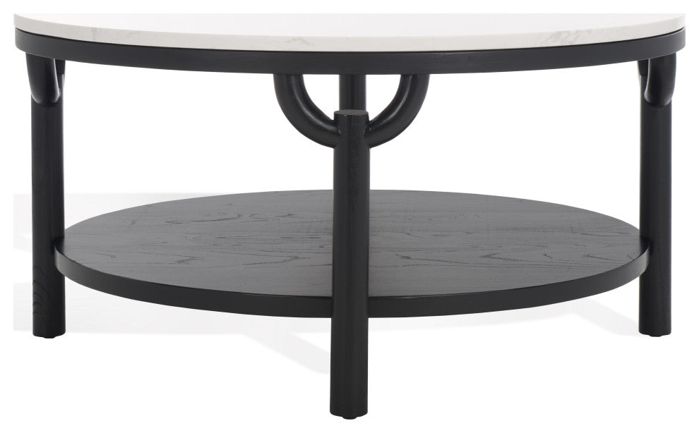 Safavieh Couture Puck Marble Top Coffee Table, Black/White