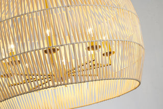8-Light Natural Vine Weaved Basket Chandelier