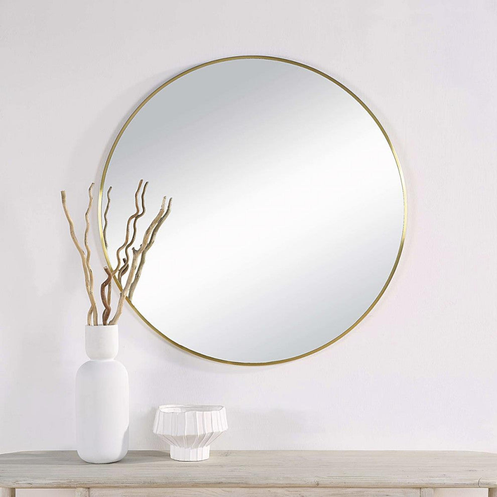 Parga Wall Mirror, Clear and Satin Brass